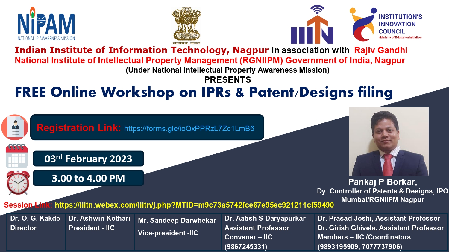 Workshop on Intellectual Property Rights, Patents and Design filings