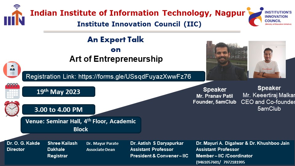 An Expert talk on Art of Entrepreneurship IIC Event